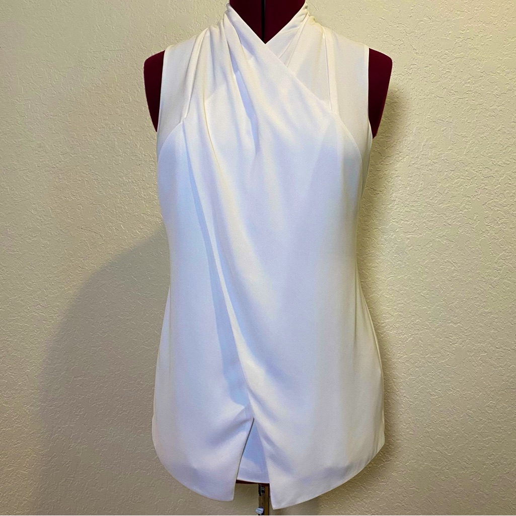 Cabi | White Blouse With Crisscross Fabric Detailing 8